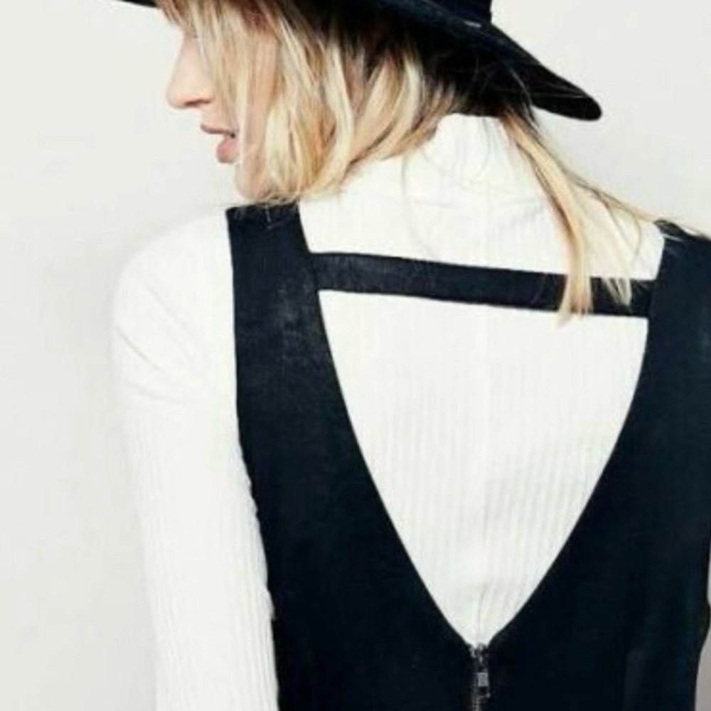 Free People Black Coated Knit Moonlight Romper - Picture 2 of 14